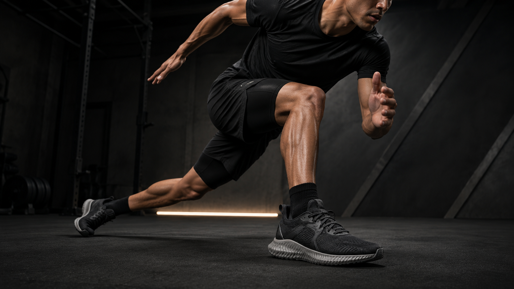 Мужчина тренируется в спортивных кроссовках adidas Alphabounce