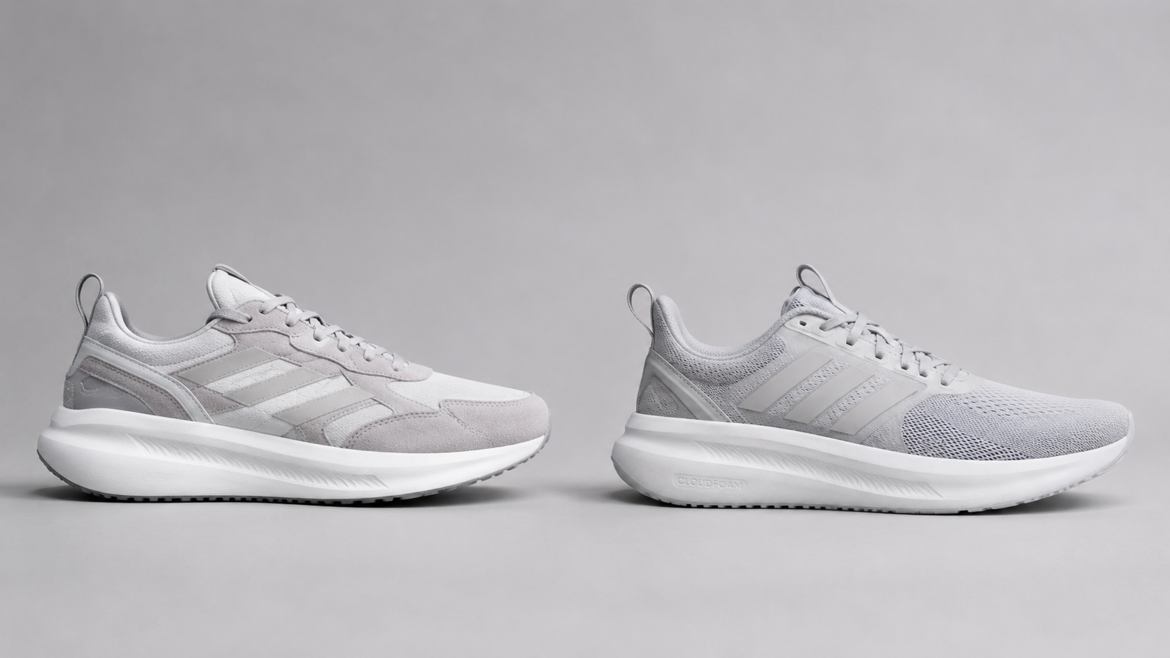 Повседневная и беговая модели adidas Cloudfoam рядом для сравнения